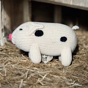 Estella Piglet Knit Rattle Baby Toy  Organic Cotton Made In Peru Mini Crochet 5”